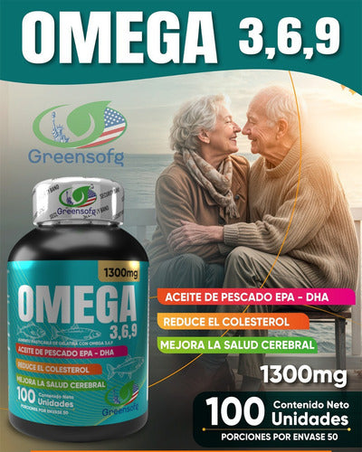 Omega 3, 6 & 9 Epa Dha 1300mg Puro Americano Natural Sabor Original