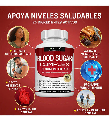 Blood Sugar Complex Toplux | Control Natural de Azúcar en Sangre – 60 Cápsulas