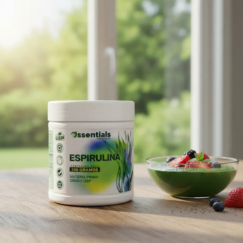 Espirulina en Polvo Essentials 200g | Superalimento, Energía y Detox – Grado USP