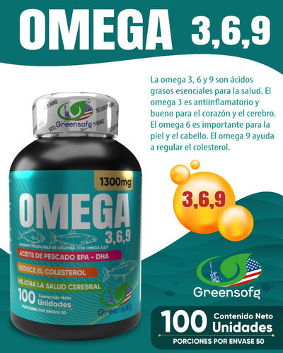 Omega 3, 6 & 9 Epa Dha 1300mg Puro Americano Natural Sabor Original