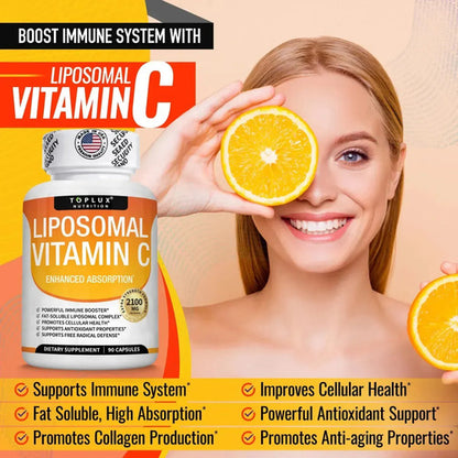 Vitamina C Liposomal De 90 Capsulas Uñas, Piel, Cartilago Sin Sabor