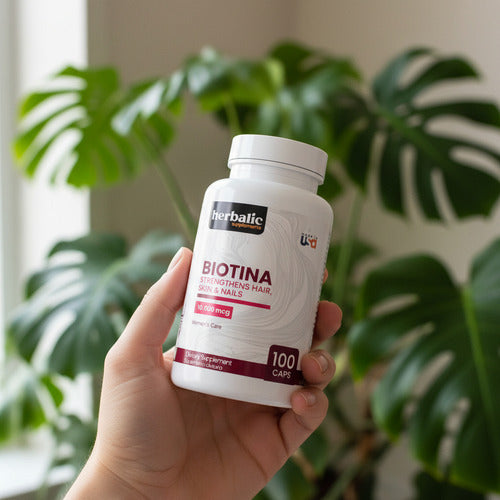 Biotina 10.000mcg Herbalic | Cabello, Uñas y Piel Saludables – 100 Cápsulas