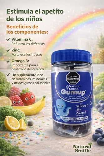 Multivitamínico Niños con Zinc y Omega 3 DHA/EPA Gumup | Crecimiento y Defensas – 60 Gomas