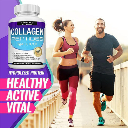 Toplux Collagen Peptides 5 Types Complex 1800mg Health Beaut Sabor Sin Sabor