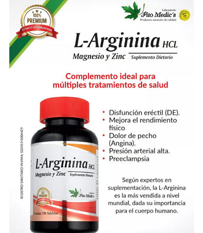 L-Arginina HCL Fito Medics | Circulación, Corazón y Rendimiento – 100 Cápsulas