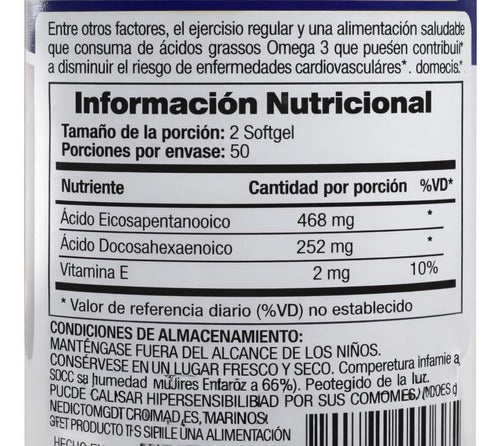 Omega 3 2000mg EPA+DHA Fitomedics | Corazón, Cerebro y Articulaciones – 100 Cáp