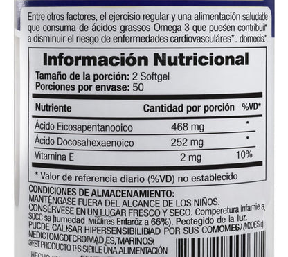 Omega 3 2000mg EPA+DHA Fitomedics | Corazón, Cerebro y Articulaciones – 100 Cáp