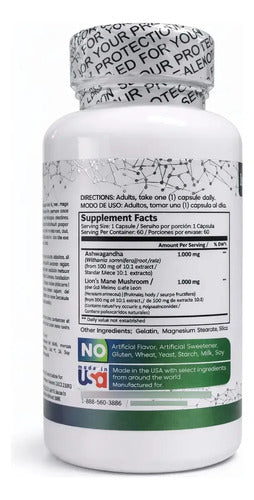 Ashwagandha + Melena de León 1000mg Herbalic | Estrés, Memoria y Nervios – 60 Cáp