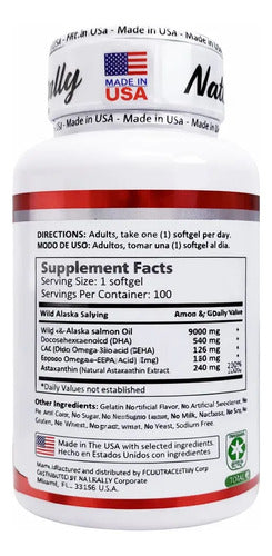 Omega 3 Naturally 1360mg | Corazón, Cerebro y Articulaciones – 100 Cápsulas