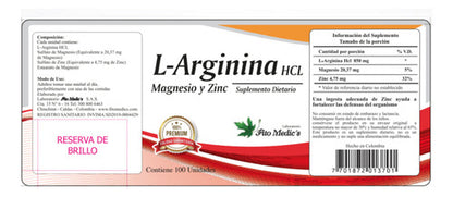 L-Arginina HCL Fito Medics | Circulación, Corazón y Rendimiento – 100 Cápsulas