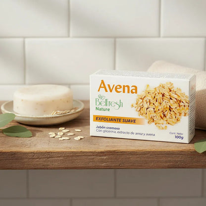 Jabón Cremoso Exfoliante Suave Avena Bellfresh 100g