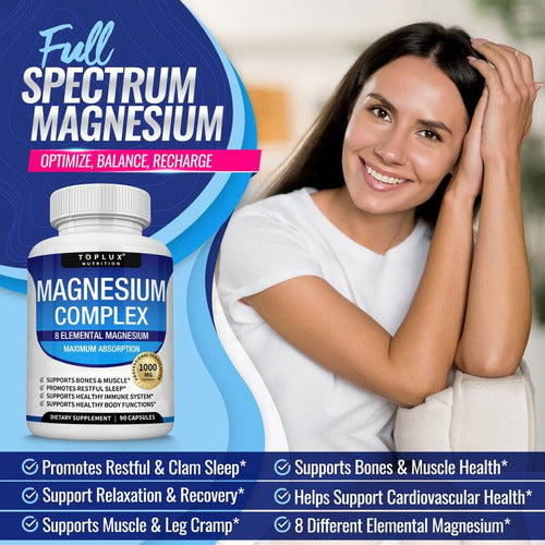 Toplux Magnesium Complex 8 Suplemento Magnesio Vegano 90