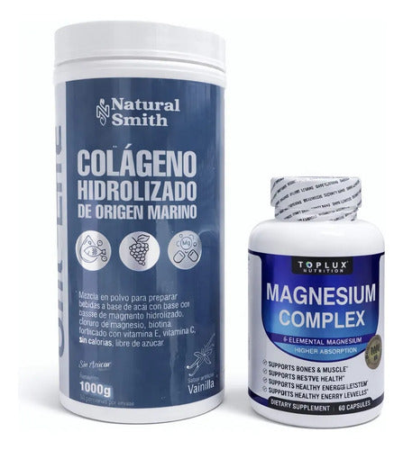 Combo Magnesio Toplux + Colágeno Hidrolizado | Sueño, Piel y Articulaciones