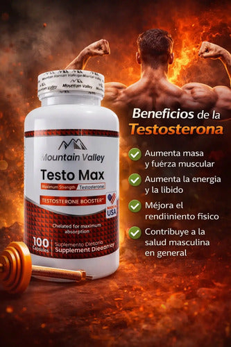 Testo Max Potenciador de Testosterona Natural 100 Cápsulas Mountain Valley – Para Hombres