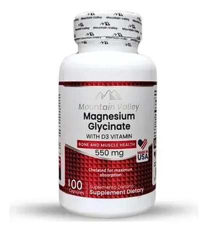Pack 2 Magnesio Glicinato 550mg D3 Mountain Valley 100