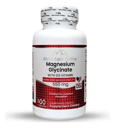 Pack 2 Magnesio Glicinato 550mg D3 Mountain Valley 100
