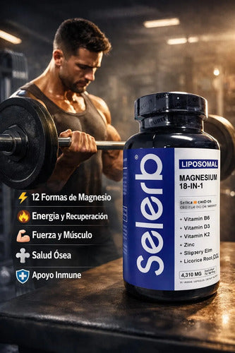 Magnesio Liposomal Selerb 18 En 1 Con Vitaminas D3, K2, Zinc