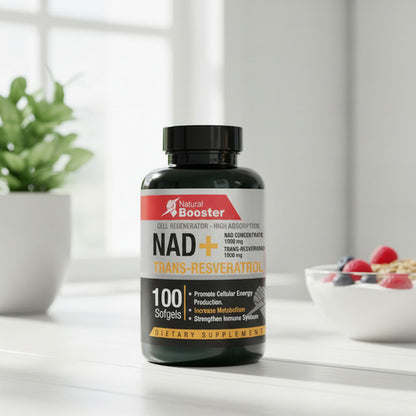 NAD+ Resveratrol Booster | Antienvejecimiento, Energía Celular y Longevidad – 100 Cáp