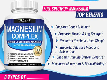 Toplux Magnesium Complex 8 Suplemento Magnesio Vegano 90