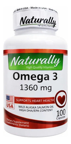 Omega 3 Naturally 1360mg | Corazón, Cerebro y Articulaciones – 100 Cápsulas