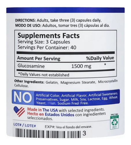 Glucosamina 1500mg Mountain Valley | Articulaciones, Cartílago y Movilidad – 120 Cáp