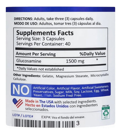 Glucosamina 1500mg Mountain Valley | Articulaciones, Cartílago y Movilidad – 120 Cáp