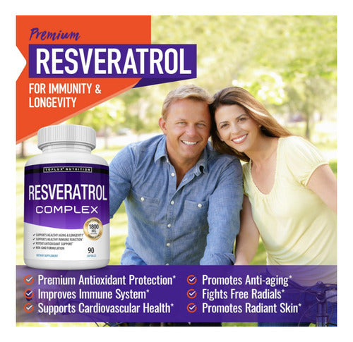 Resveratrol Toplux 90 Cápsulas | Antienvejecimiento y Antioxidante Natural