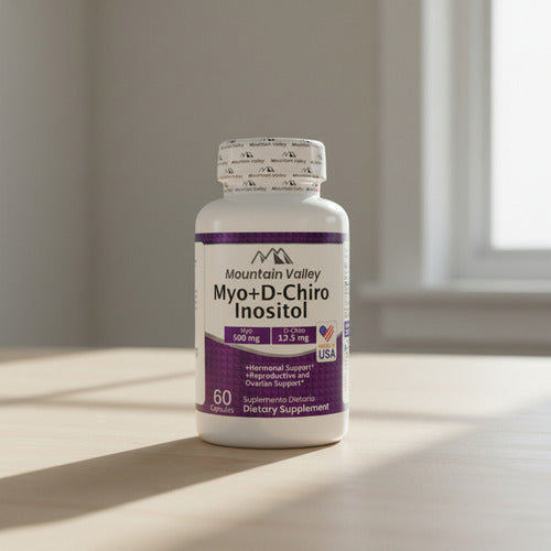 Myo + D-Chiro Inositol Mountain Valley | Fertilidad, Hormonas y Menopausia – 60 Cáp