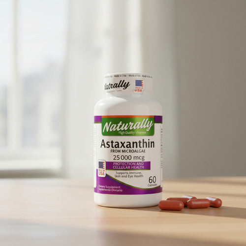 Astaxantina Naturally 25000mcg | Antioxidante Potente, Piel y Ojos – 60 Cápsulas