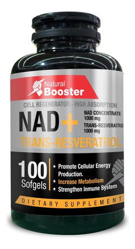 NAD+ Resveratrol Booster | Antienvejecimiento, Energía Celular y Longevidad – 100 Cáp