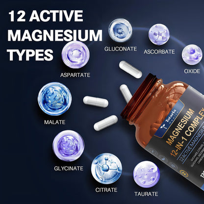 Elfleaf Totaria Health Complejo De Magnesio 700mg 12 En 1 Suplemento De Magnesio 120 Cápsulas Con Glicinato Citrato Malato Óxido Taurato Aspartato,relajación, Músculo, Apoyo Al Corazón
