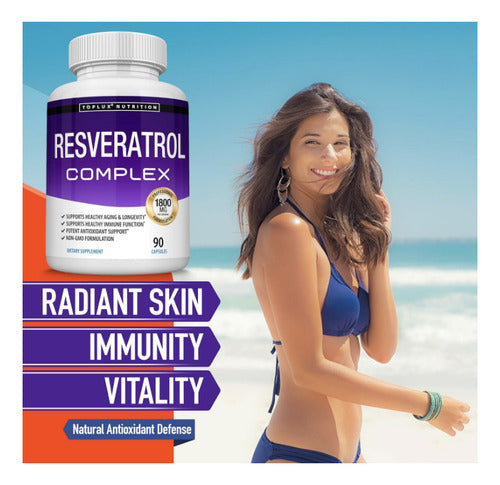Resveratrol Toplux 90 Cápsulas | Antienvejecimiento y Antioxidante Natural
