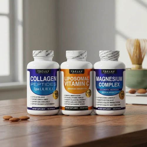 Kit Toplux Colágeno Péptidos, Vitamina C Liposomal Y Magnesi