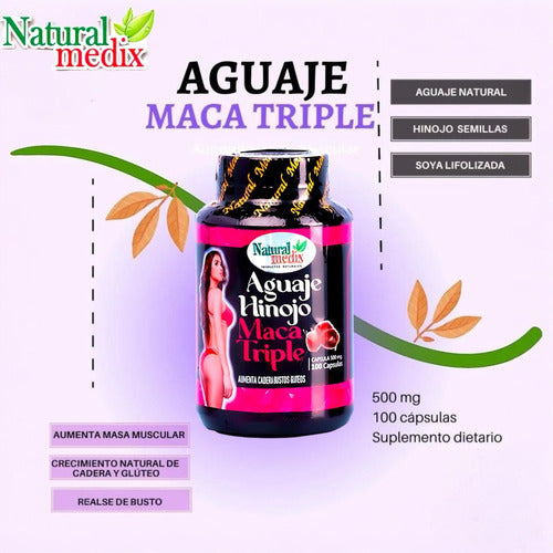 Natural Medix Aguaje Hinojo Maca Triple 100 Cápsulas Sin Sabor