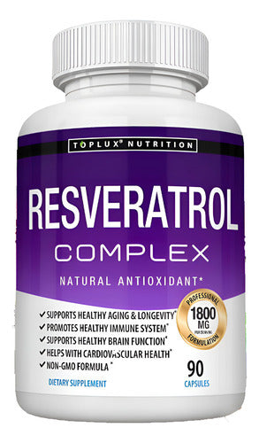 Resveratrol Toplux 90 Cápsulas | Antienvejecimiento y Antioxidante Natural