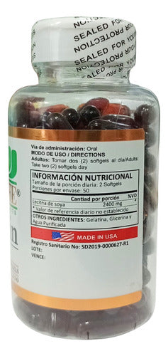 Lecitina de Soya 1200mg Xtralife | Colesterol, Cerebro e Hígado – Softgels