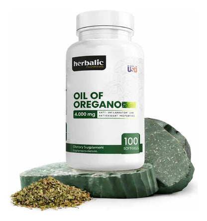 Aceite de Orégano Herbalic 4000mg 100 Cápsulas – Para Defensas, Infecciones y Sistema Inmune