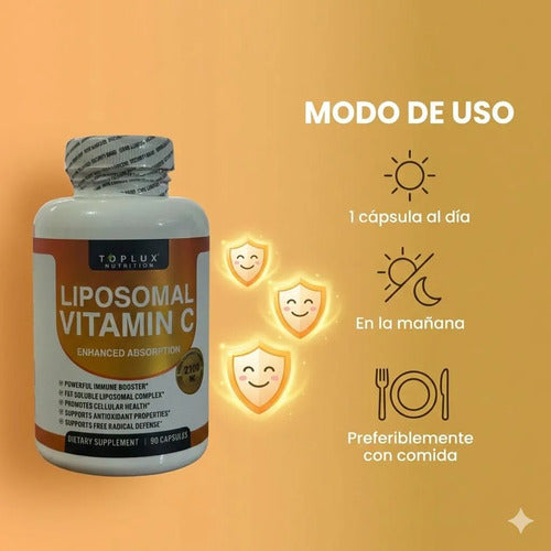 Vitamina C Liposomal 2100mg Toplux – Alta Absorción, Antioxidante e Inmunidad 90 Cápsulas