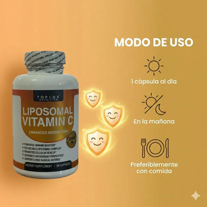 Vitamina C Liposomal 2100mg Toplux – Alta Absorción, Antioxidante e Inmunidad 90 Cápsulas