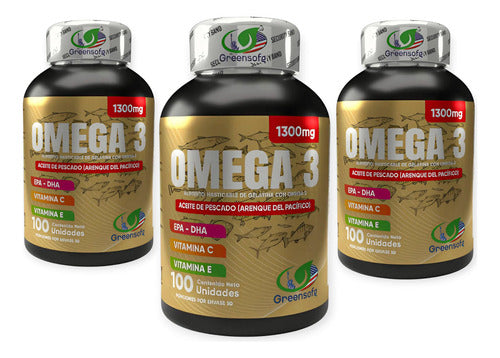 Omega 3 Natural Softgels Greensofg | Aceite de Pescado DHA+EPA Sin Gluten – 100 Cáp