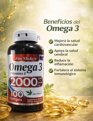 Omega 3 2000mg EPA+DHA Fitomedics | Corazón, Cerebro y Articulaciones – 100 Cáp