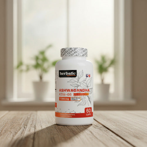 Ashwagandha KSM-66 1200mg Herbalic | Estrés, Ansiedad y Rendimiento – 60 Cápsulas