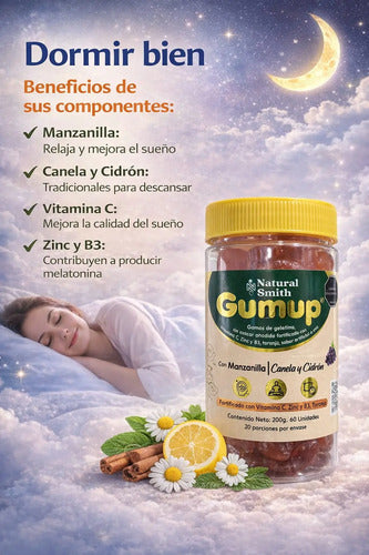 Gomas para Dormir Mejor Gumuo | Melatonina Natural y Relajación – 60 Unidades