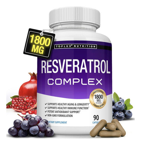 Resveratrol Toplux 90 Cápsulas | Antienvejecimiento y Antioxidante Natural