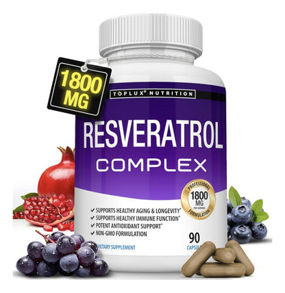 Resveratrol Toplux 90 Cápsulas | Antienvejecimiento y Antioxidante Natural