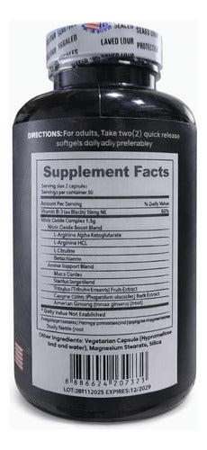 Óxido Nítrico Booster + Tribulus Terrestris | Rendimiento, Fuerza y Vitalidad – 100 Cáp