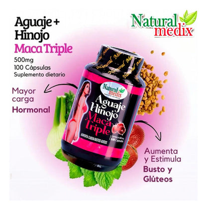 Natural Medix Aguaje Hinojo Maca Triple 100 Cápsulas Sin Sabor
