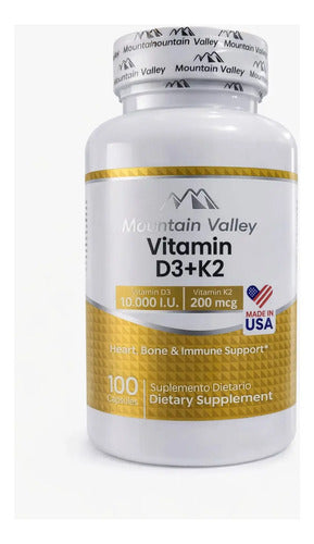 Vitamina D3 10000 UI + K2 200 mcg Mountain Valley 100 cápsulas