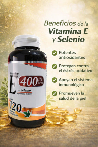 Vitamina E 400 IU + Selenio Fito Medics | Antioxidante y Piel Saludable – 120 Cáp Blandas