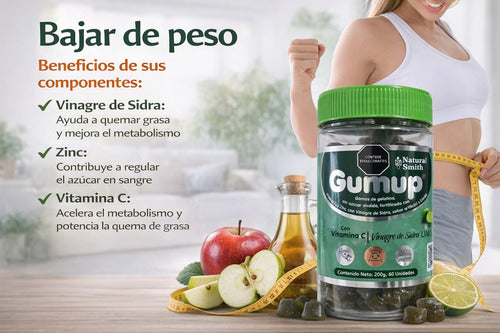 Gomas para Bajar de Peso Gumup | Metabolismo, Saciedad y Quema de Grasa – 60 Gomas
